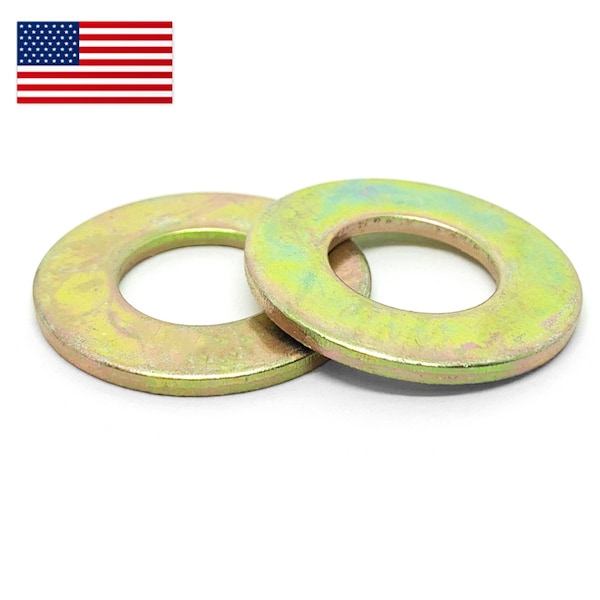 Boltsandnuts.Com Flat Washer, For Screw Size 5/16 in Zinc Yellow Finish, 100 PK 31SNT8Y/USA-100 - main